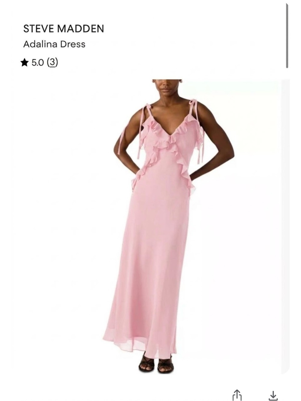 Steve Madden Pink Ruffle Tie-Shoulder Maxi Dress